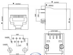 1X1 Unshield 180° Vertical 8P8C RJ45 Jack