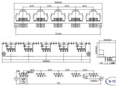 1X5 Port RJ45 Socket without Shield