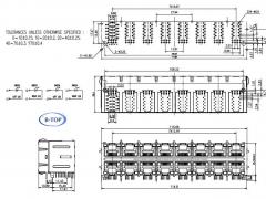 2x8 Stacked Ethernet RJ45 Jack with LEDs and EMI finger