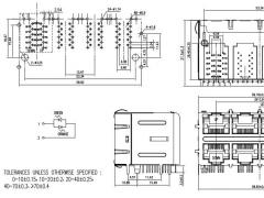 2x4 RJ45 Female Connector with Transformer with Light-pipe