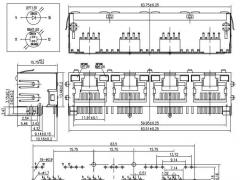 1x4 Combo RJ45 Connector with LEDs