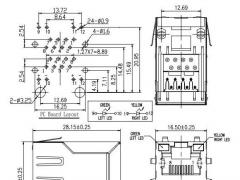 2x1 Stacked RJ45 Connector with LEDs