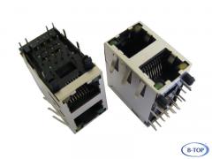 2x1 Stacked RJ45 Connector with LEDs