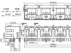 1x4 Ganged RJ45 Socket with LEDs