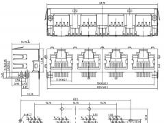 1x4 Ganged RJ45 Socket without LEDs