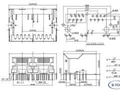 1x2 Ganged RJ45 Connector with 10/100Mbps Magnetics