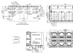 2X4 RJ45 Connector with Integrated Magnetics and Light-pipe