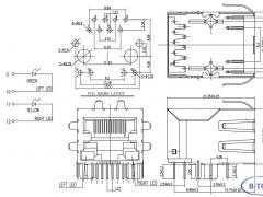 RJ45 Female Connector with Transformer and LEDs