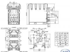 2x1 Dual Port RJ45 Connector with LEDs