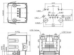 1X1 RJ45 Jack with LED and EMI