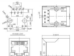 1x1 RJ45 Jack 8P8C with LED