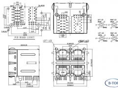 2x2 Stacked RJ45 Ethernet Connector MagJack