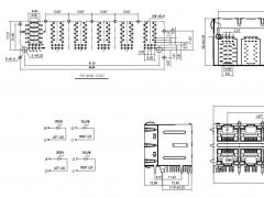 2x6 Stacked RJ45 Modular Connector with 10/100 Base-T Transformer