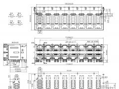 2x8 16-port RJ45 Jack Connectors for Gigabit PoE+ with LEDs