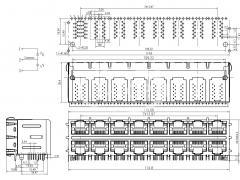 2x8 Magnetic RJ45 Ethernet Jacks with Single Row LED