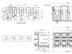 2x4 Multiple Port Integrated Gigabit RJ45 Connector with LED