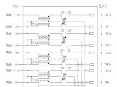 2x8 1000Base-T RJ45 MagJack with PoE Support without LED