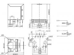 Vertical Mounted RJ45 Connector 10/100 Base-T