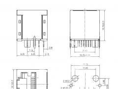 Single Vertical RJ45 Connector with Transformer