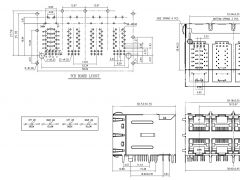 2x4 PSE PoE 10/100/1000Base-T Integrated RJ45 Connectors with Magnetics