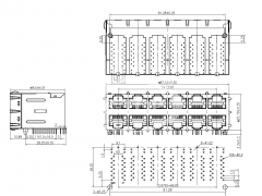 2*6 Stacked PoE Gigabit RJ45 Connector for PSE