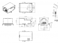 DIP Low-Profile 10/100 Base-T RJ45 Jack, TAB UP