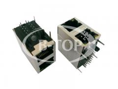 Dual 2x1 RJ45 Modular Connector with 1000 Base-T Transformer