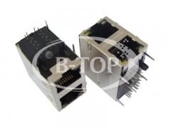 Stacked 2x1 RJ45 Connector W/transformer 1000 Base-T W/LED